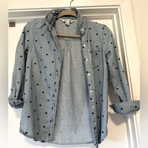 XSP chambray denim polka dot button down